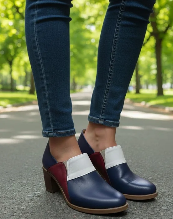 נעלי נוחות מעור תמר - כחול