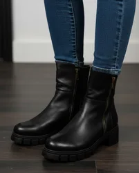 מגף נוחות עור שחור טלי