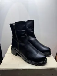 מגף נוחות עור שחור טלי